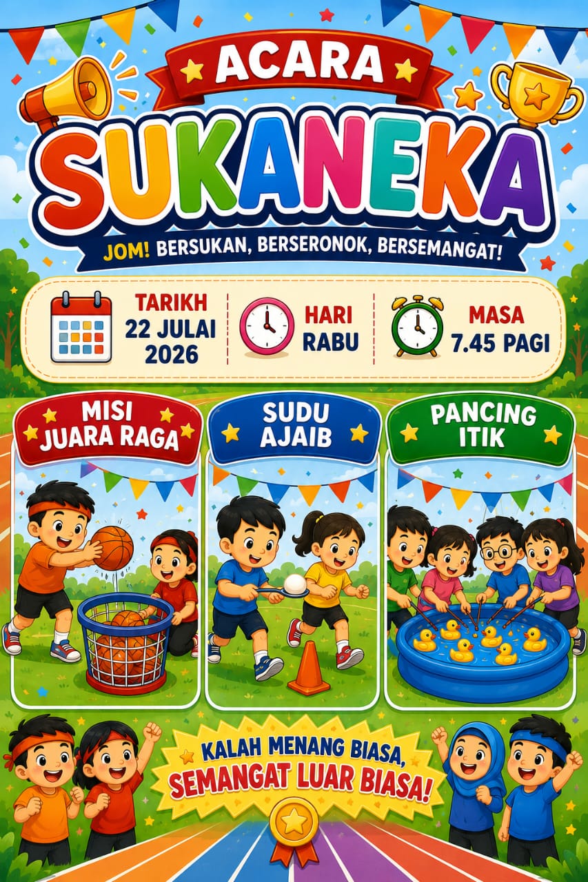 Poster Acara Sukaneka Prasekolah SK Ayer Puteh pada 22 Julai 2026